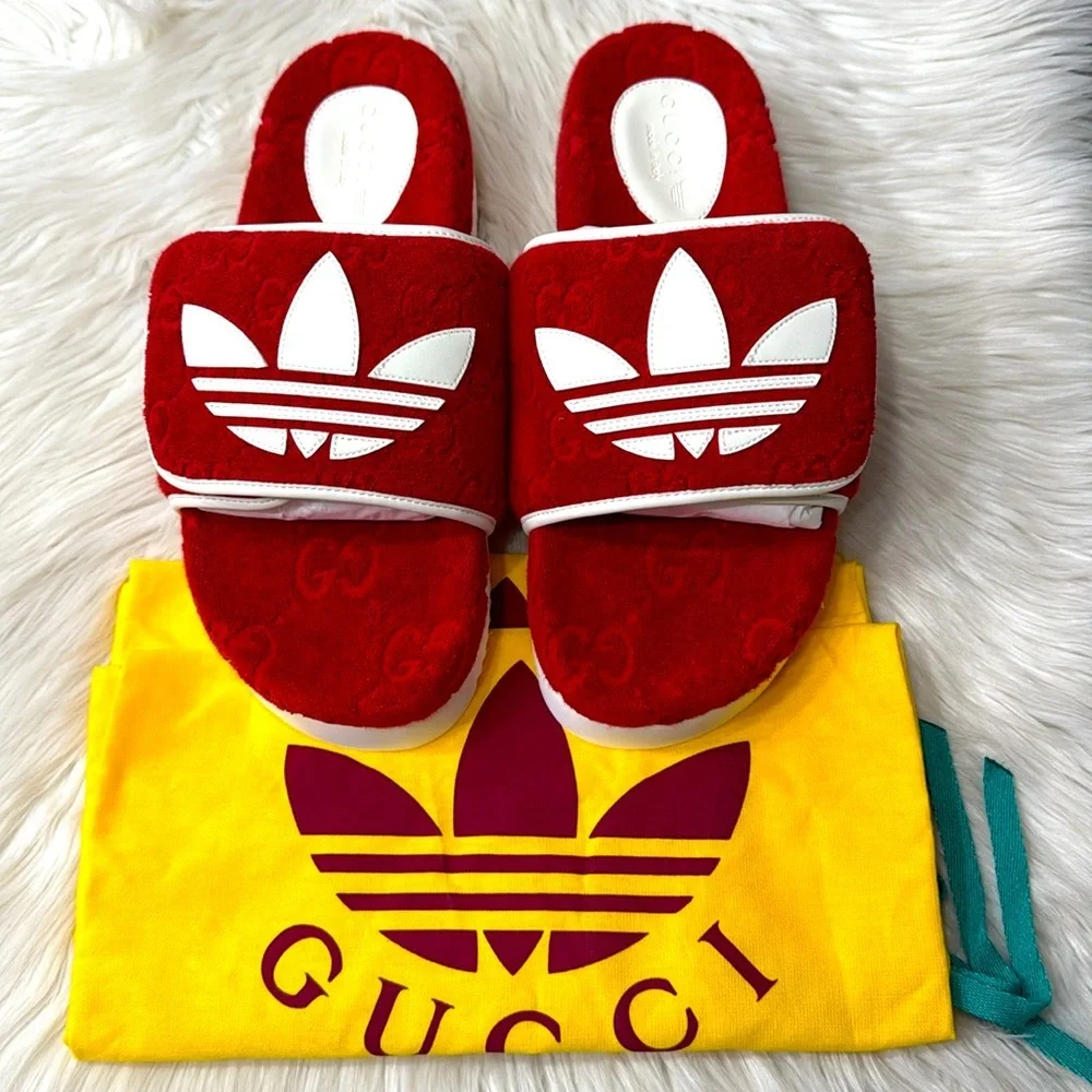 GUCCI x ADIDAS RARE Terry Cloth GG Monogram Sandals